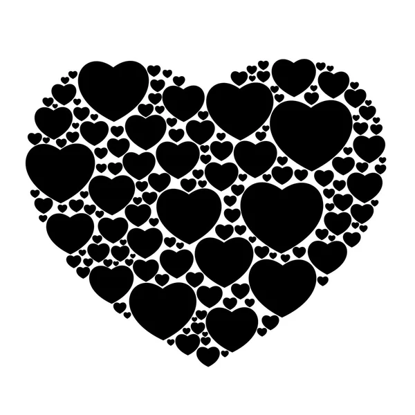 Corazones negros aislados — Vector de stock