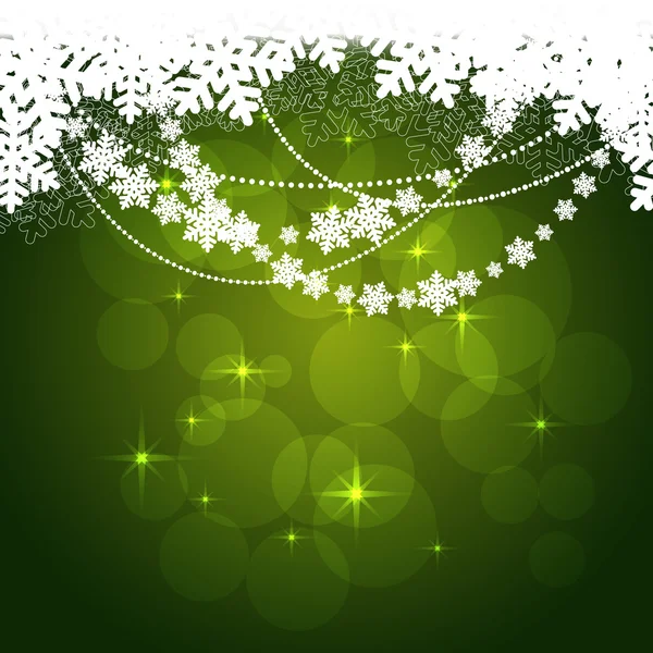 Snowflakes green background — Stock Vector