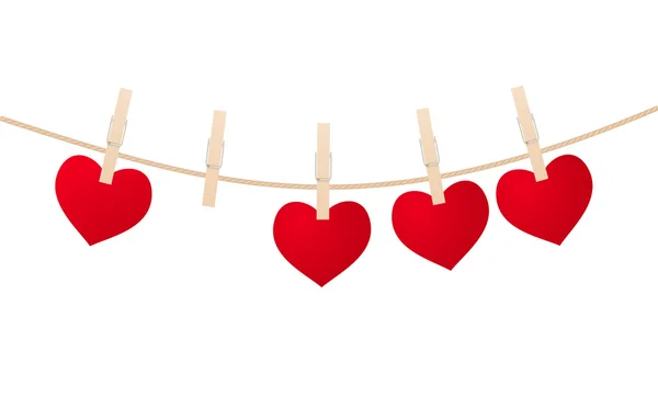 Cuore clothespins isolato — Vettoriale Stock