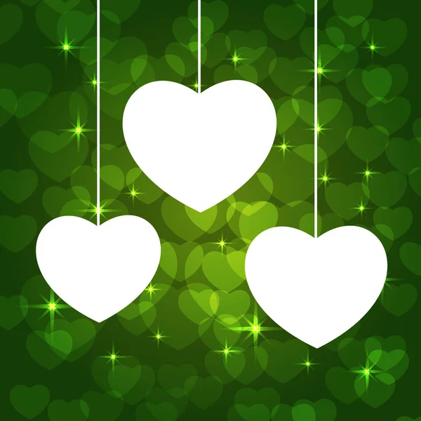 Hjärtan ram grön — Stock vektor
