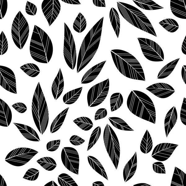 Feuilles sans couture noires — Image vectorielle