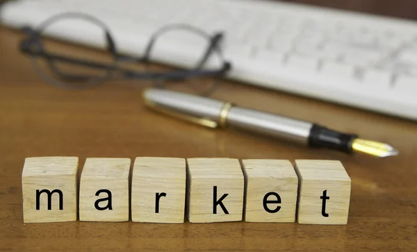 The word market on wood stamp — Stock Photo, Image