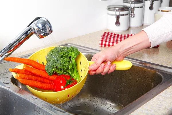 Vegetables in the sink — Stock Photo, Image