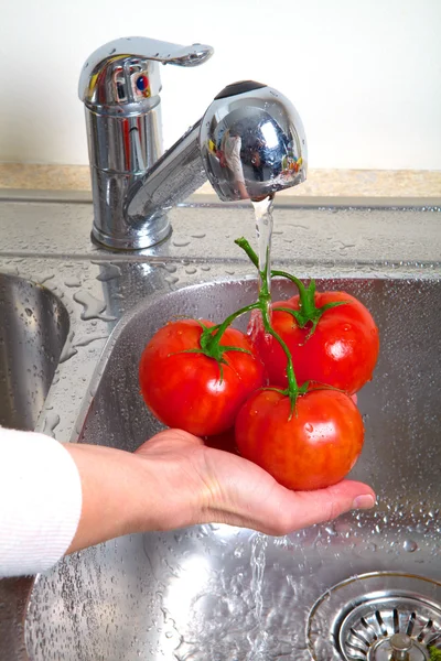 Tomato in the sink — Stock Photo, Image