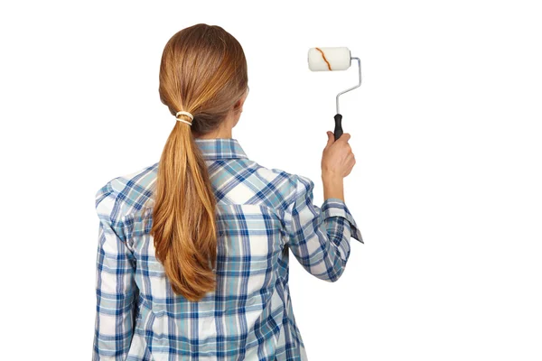 Woman with a roller — Stock Photo, Image