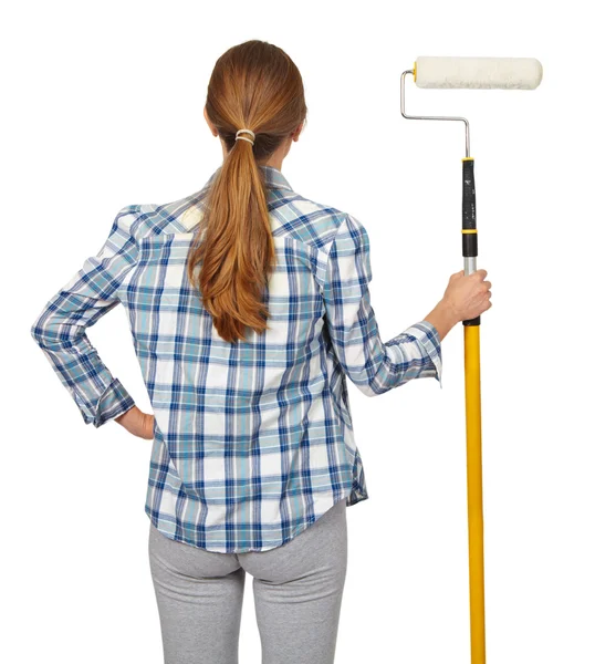 Woman with a roller — Stock Photo, Image