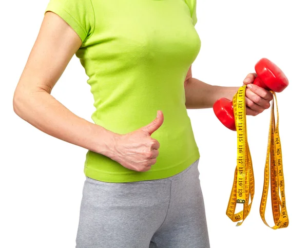 Woman with dumbbells — Stock Photo, Image