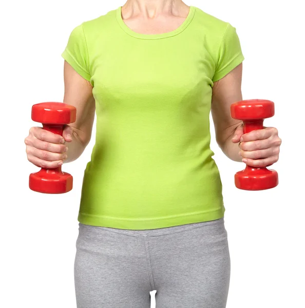 Woman with dumbbells — Stock Photo, Image