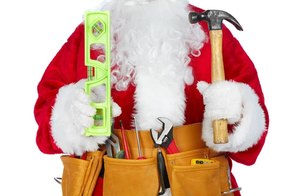 Papai Noel com um cinto de ferramentas . — Fotografia de Stock