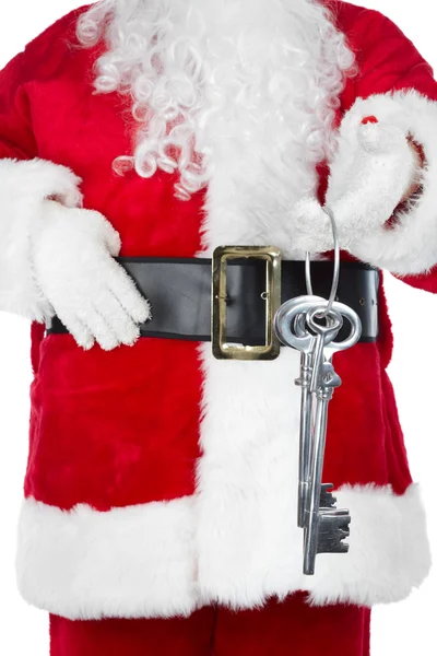 Papai Noel com chave de casa — Fotografia de Stock
