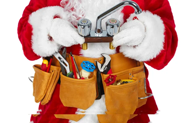 Santa Claus met een hulpmiddel riem. — Stockfoto