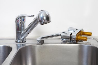 Kitchen Water tap and sink. clipart
