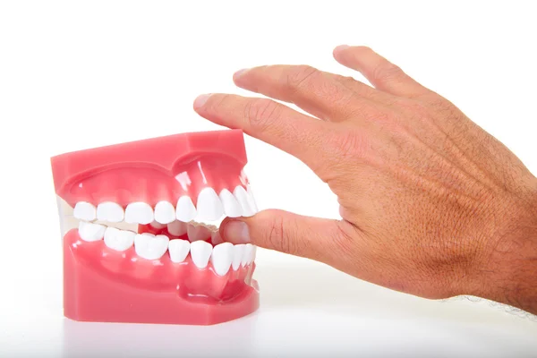 Fingers and teeth — Stock Photo, Image