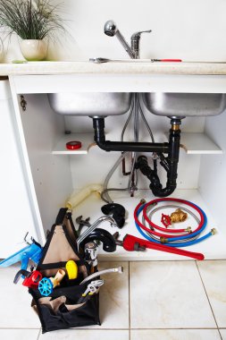 Sıhhi tesisat araçları mutfak.