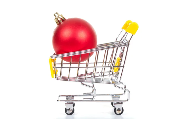 Christmas toys in shopping cart — Stock Photo, Image