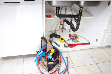 Sıhhi tesisat araçları mutfak.