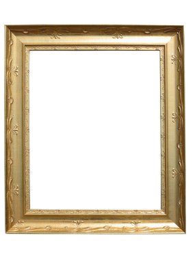 Beyaz izole eski vintage altın resim çerçevesi