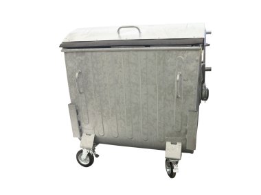 Beyaz bitti izole yeni metal Çöp konteyner