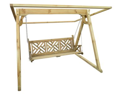 Kahverengi ahşap Bahçe salıncak izole beyaz arka plan üzerinde