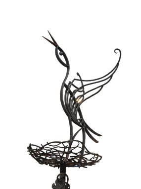 Beyaz bitti izole yuva üzerinde soyut Metal dövme leylek