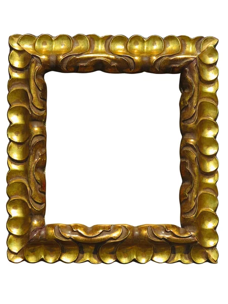 Old vintage golden picture frame isolated on white — Stock Photo, Image