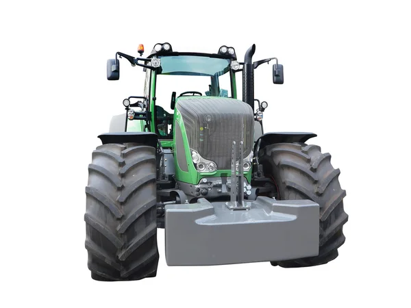 Ny grön kraftfull traktor isolerade över vita — Stockfoto