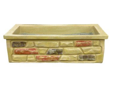 Eski klasik tarzda izole kare taş saksı vazo 