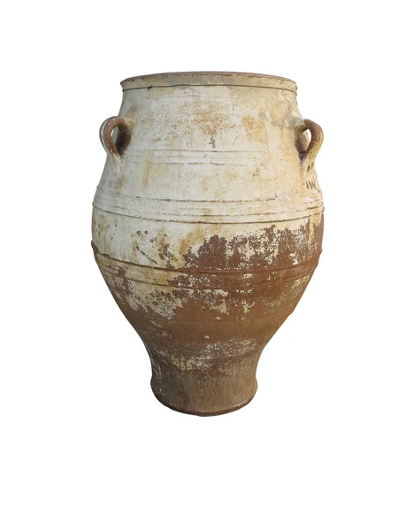 Antigua arcilla Minoan ánfora decorada aislada — Foto de Stock