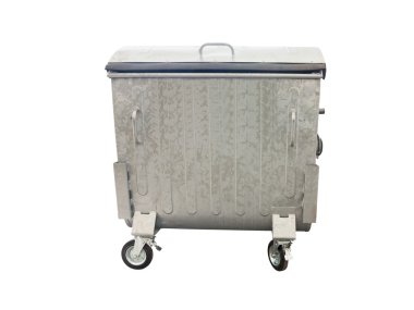 Beyaz bitti izole yeni metal Çöp konteyner