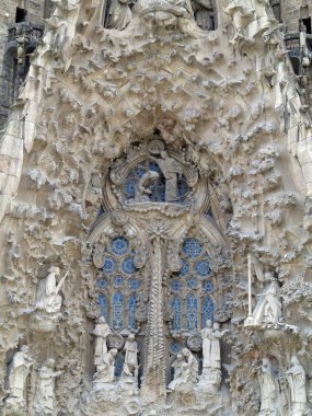  05.07.2016, Barselona, İspanya: Sagrada Familia kilise mimari dekorasyon detay