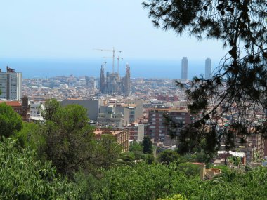 Bir yaz günü, Spa Park Guell Barcelona'dan Cityscape görünümünde