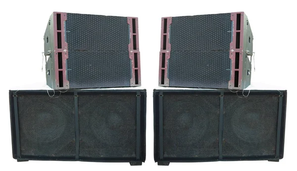 Old Powerful Stage Concert Sound Audio Speakers Isolated White Background — Stock Photo, Image