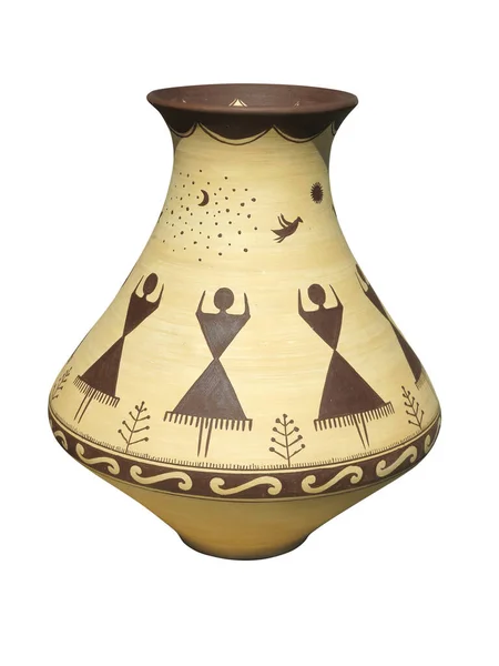 Präkolumbianische Vase Mit Indianischem Muster Auf Weißem Hintergrund — Stockfoto