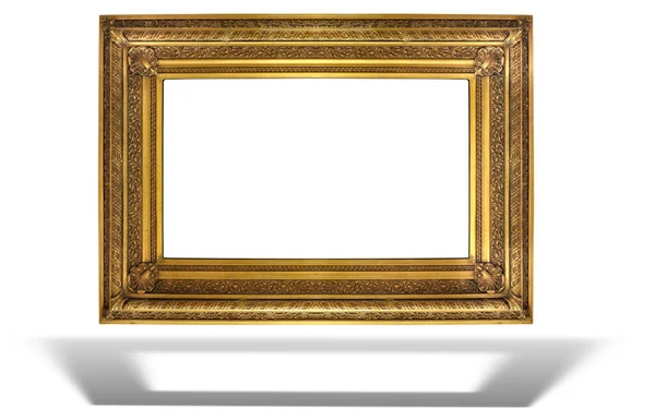 Oude Antieke Gouden Frame Geïsoleerd Witte Achtergrond Met Schaduw — Stockfoto