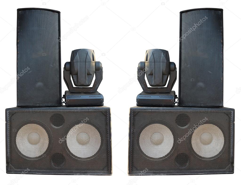 Powerful stage concerto audio speakers and spotlight projectors 