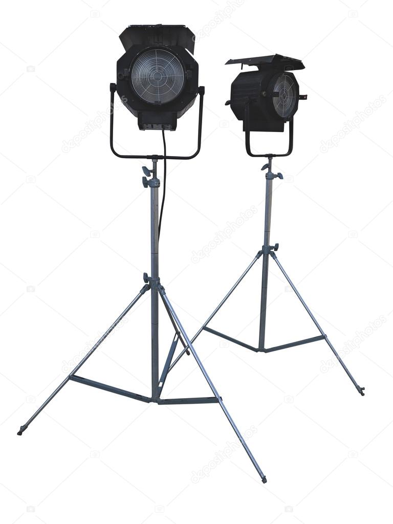 Studio spotlight lighting equipment isolated on white