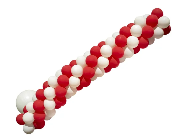 Piros és fehér léggömbök elszigetelt fehér alapon — Stock Fotó