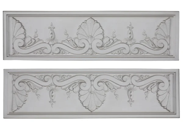 Antigua arquitectura clásica panel decorativo floral blanco aislado —  Fotos de Stock