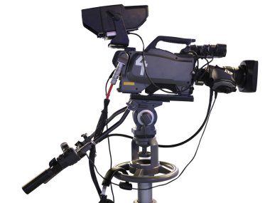TV stüdyo profesyonel dijital video kamera üzerinde beyaz izole