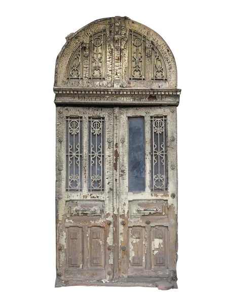 Antiguo marrón vintage puerta de madera con decoración aislada —  Fotos de Stock