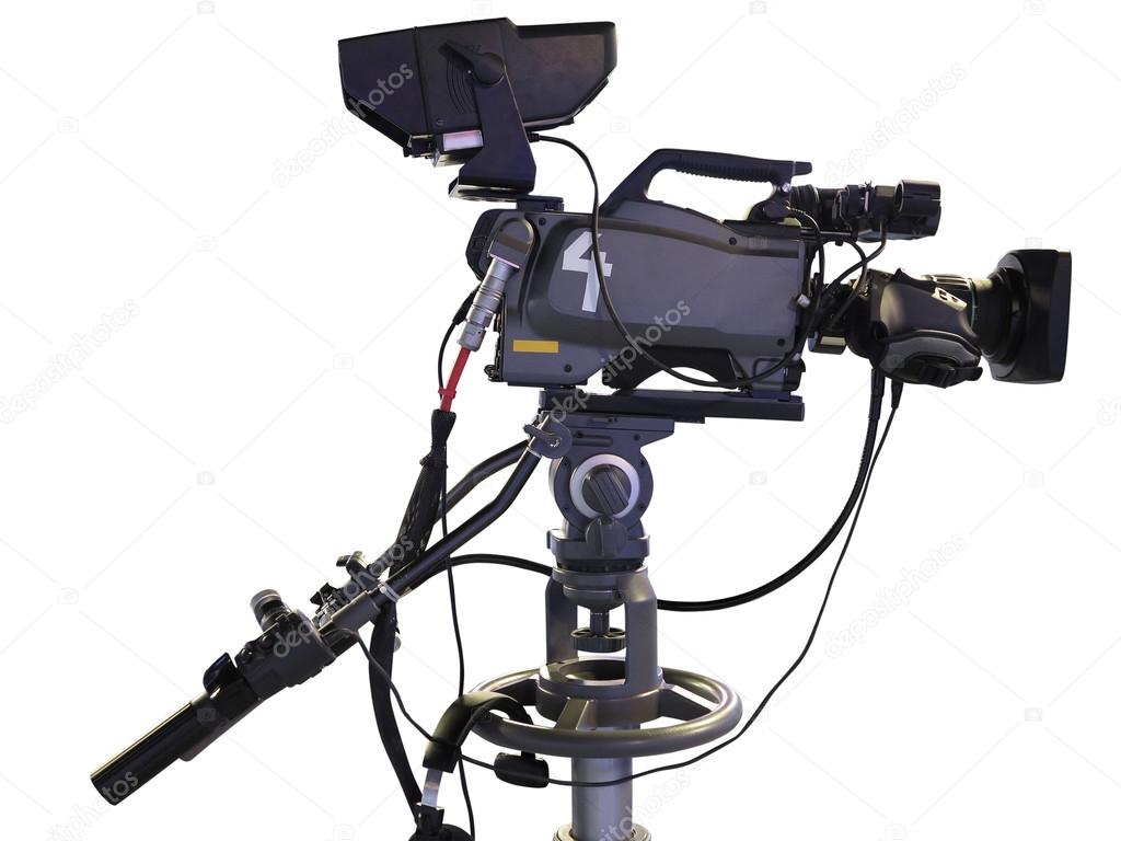 TV Professional studio digital video camera isolated on white Stock Photo by ©arogant 72173435