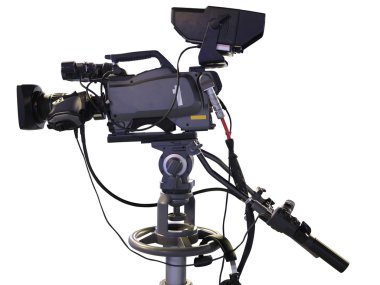 TV stüdyo profesyonel dijital video kamera üzerinde beyaz izole