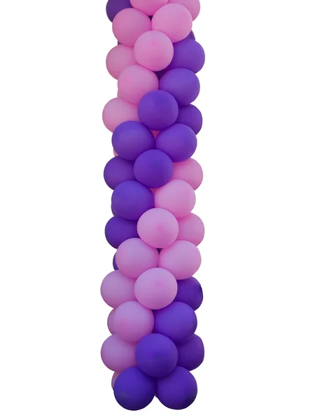 Ballons violets et rouges isolés sur blanc — Photo