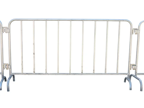 Portable metallic fence isolated over white Stock Image
