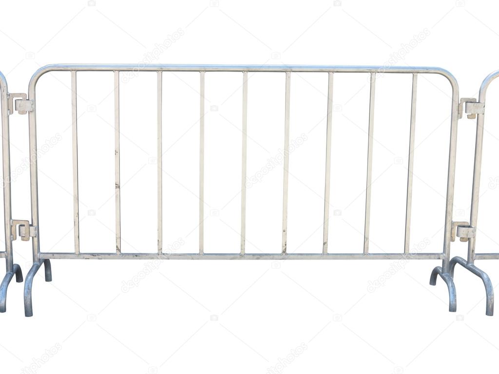 Portable metallic fence isolated over white