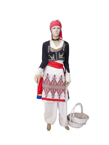 Greek cretan national woman clothes costume on mannequin isolate — Stock Photo, Image