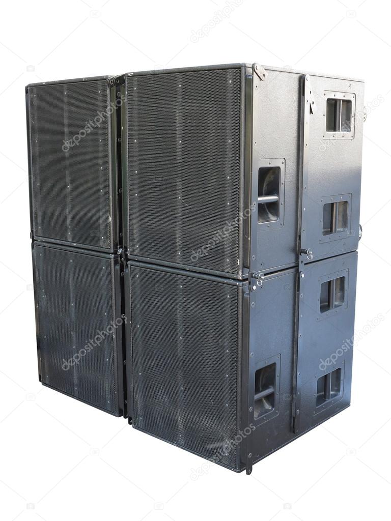 Giant old stage industrial speakers isolated over white