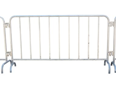 Beyaz bitti izole taşınabilir metal çit