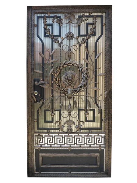 Σφυρήλατα χάλκινη πόρτα διακοσμητικά πύλη απομονωθεί πάνω από το λευκό αμουδερές — Φωτογραφία Αρχείου