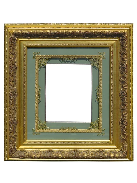 Oude vintage gouden afbeeldingsframe geïsoleerd op wit — Stockfoto